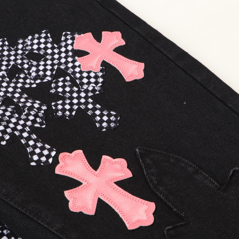 Chrome Heart Cross Patch Denim Jeans - DopestKickz