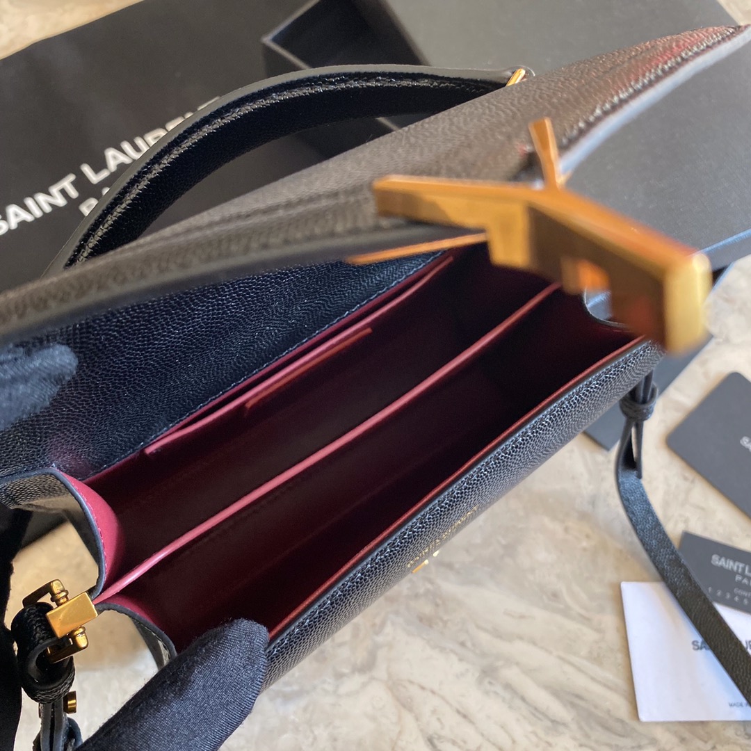 Saint Laurent Cassandra Mini Top Handle Bag In Grain De Poudre Embossed Leather - DopestKickz