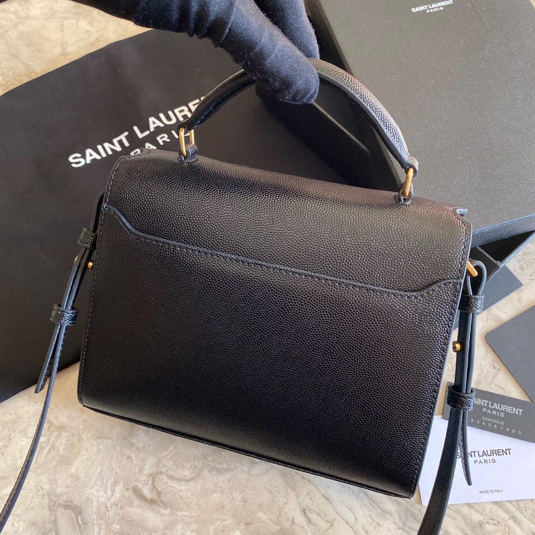 Saint Laurent Cassandra Mini Top Handle Bag In Grain De Poudre Embossed Leather - DopestKickz
