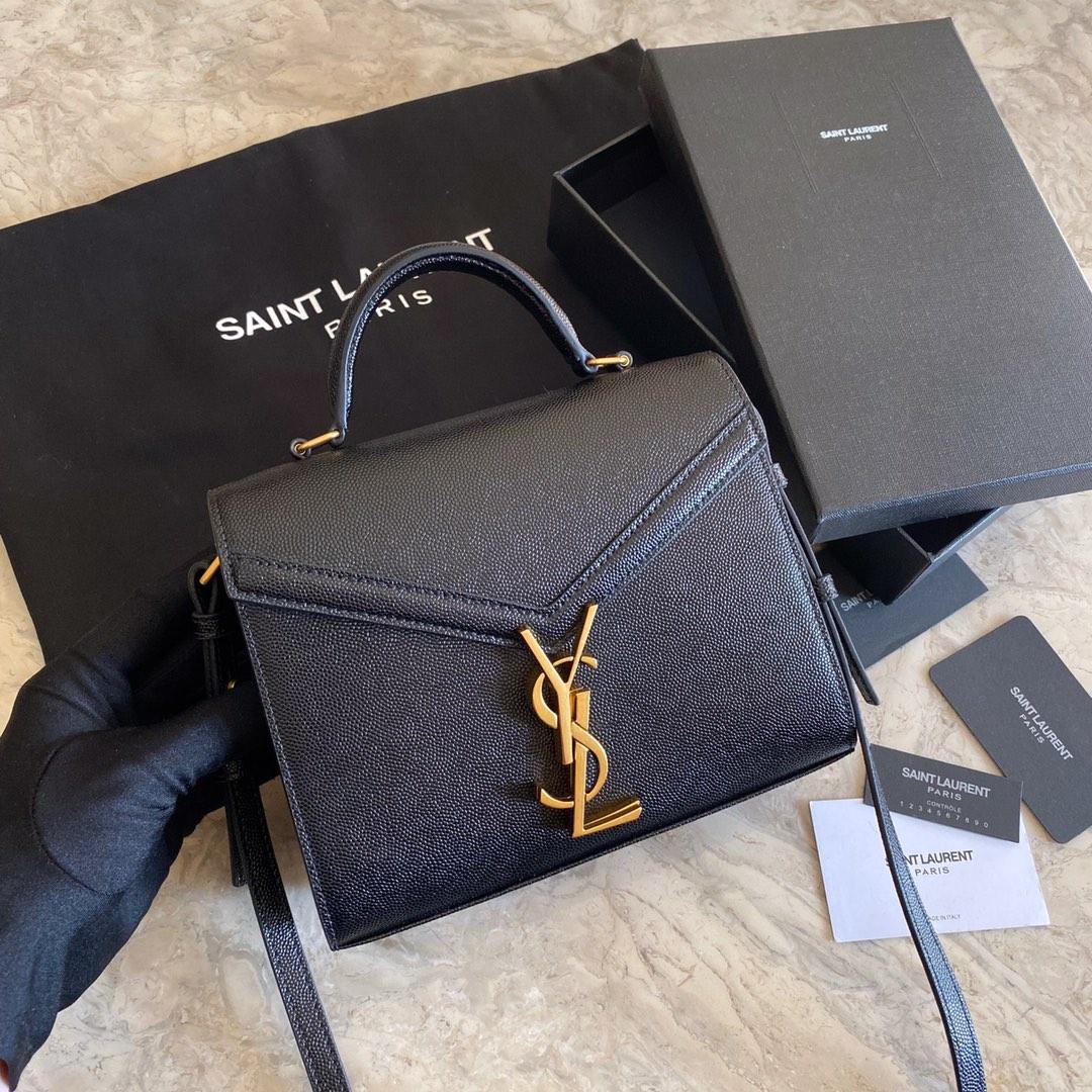 Saint Laurent Cassandra Mini Top Handle Bag In Grain De Poudre Embossed Leather - DopestKickz