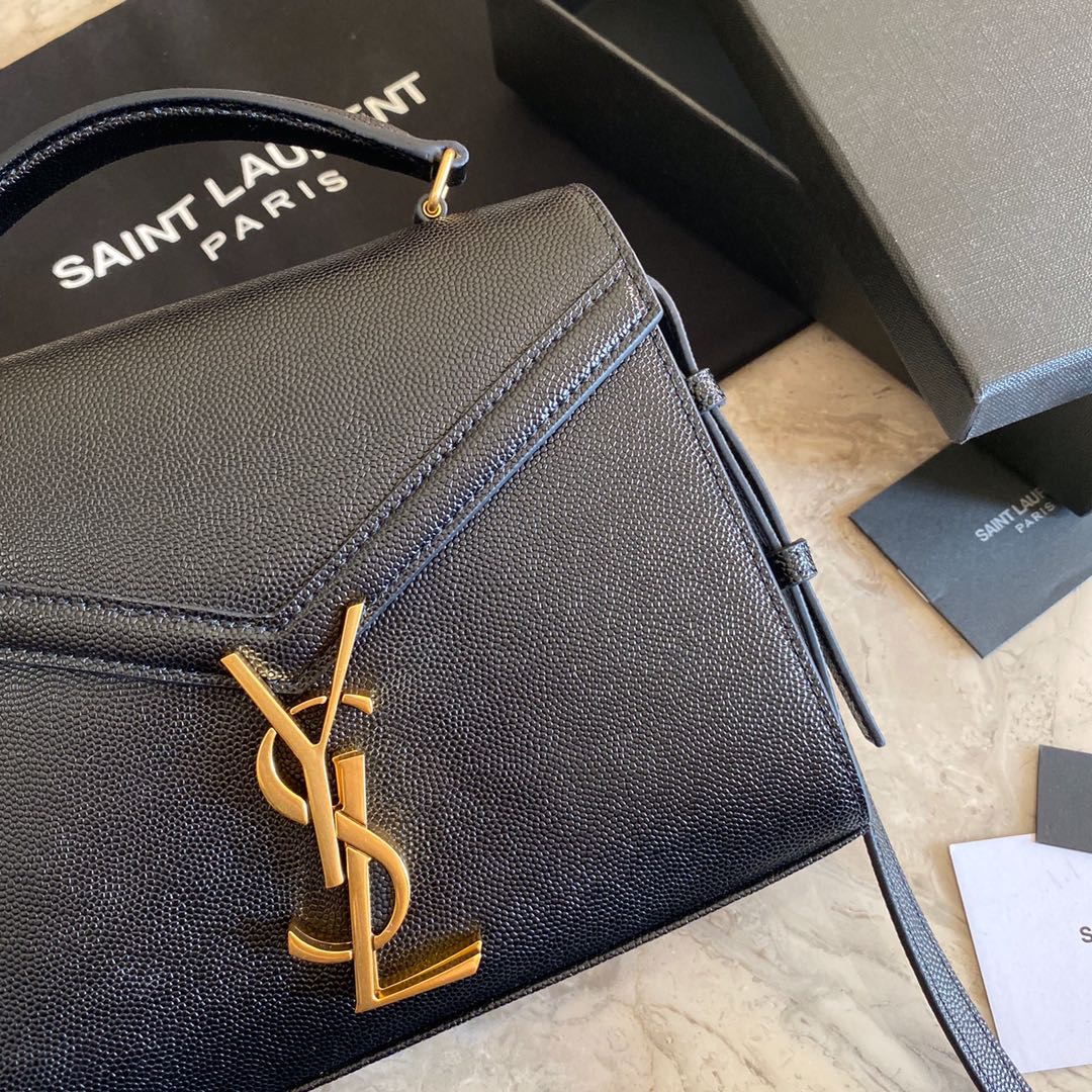 Saint Laurent Cassandra Mini Top Handle Bag In Grain De Poudre Embossed Leather - DopestKickz