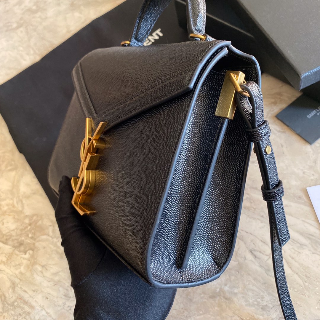 Saint Laurent Cassandra Mini Top Handle Bag In Grain De Poudre Embossed Leather - DopestKickz