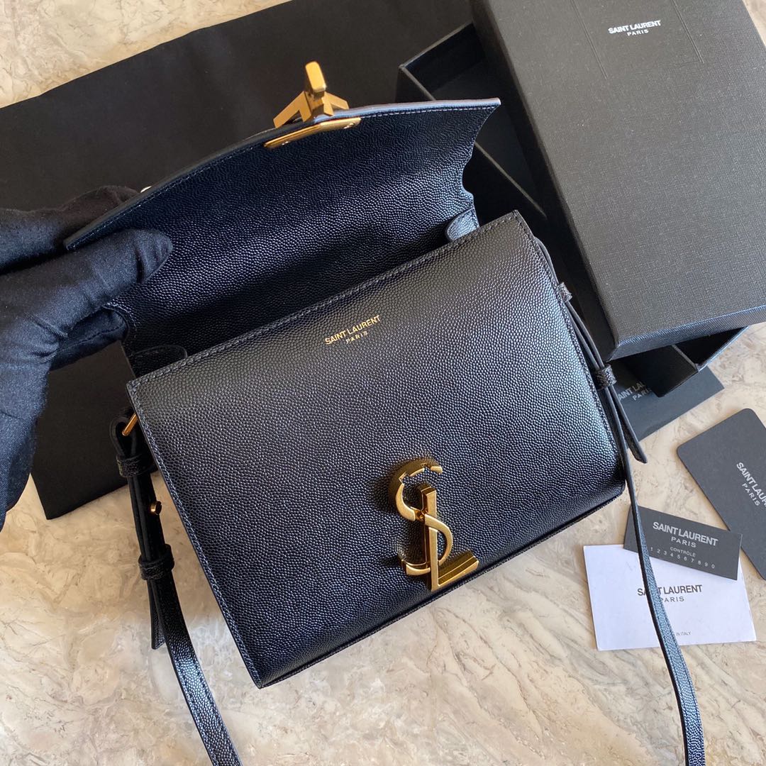 Saint Laurent Cassandra Mini Top Handle Bag In Grain De Poudre Embossed Leather - DopestKickz