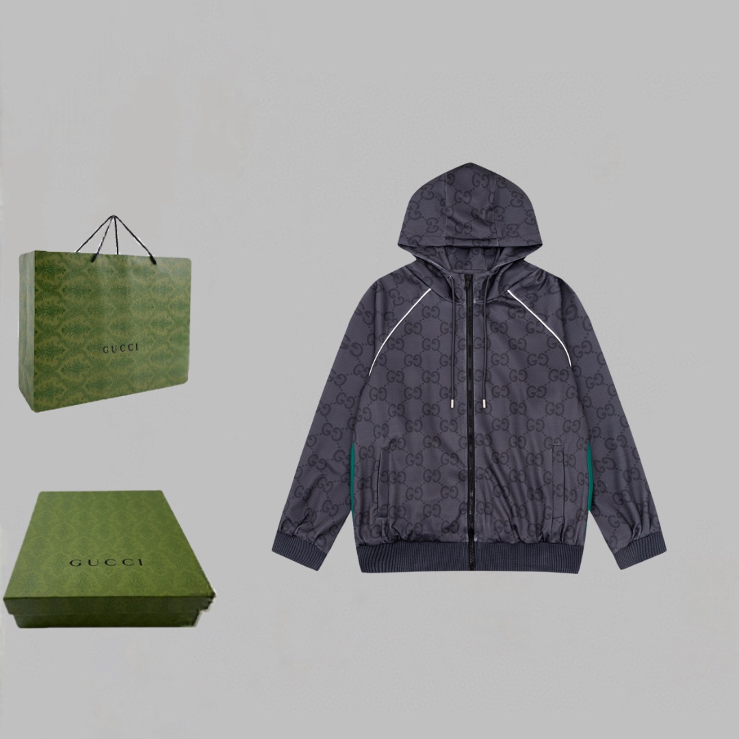 Gucci Jumbo GG Zip Jacket With Web - DopestKickz