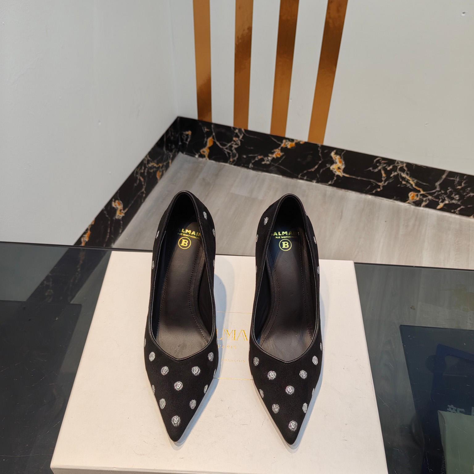 Balmain Polka Dot Velvet Pumps  - DopestKickz
