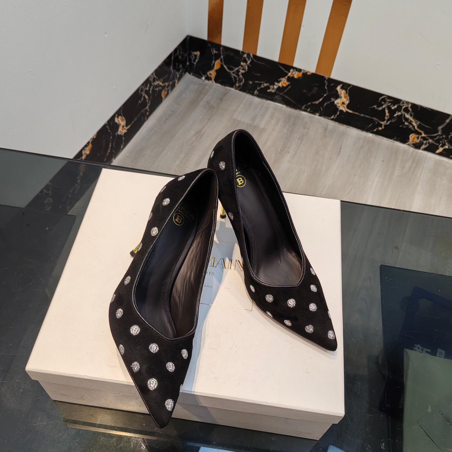 Balmain Polka Dot Velvet Pumps  - DopestKickz