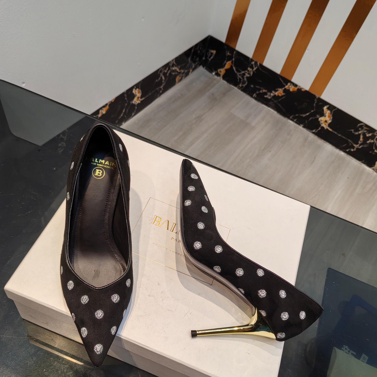 Balmain Polka Dot Velvet Pumps  - DopestKickz