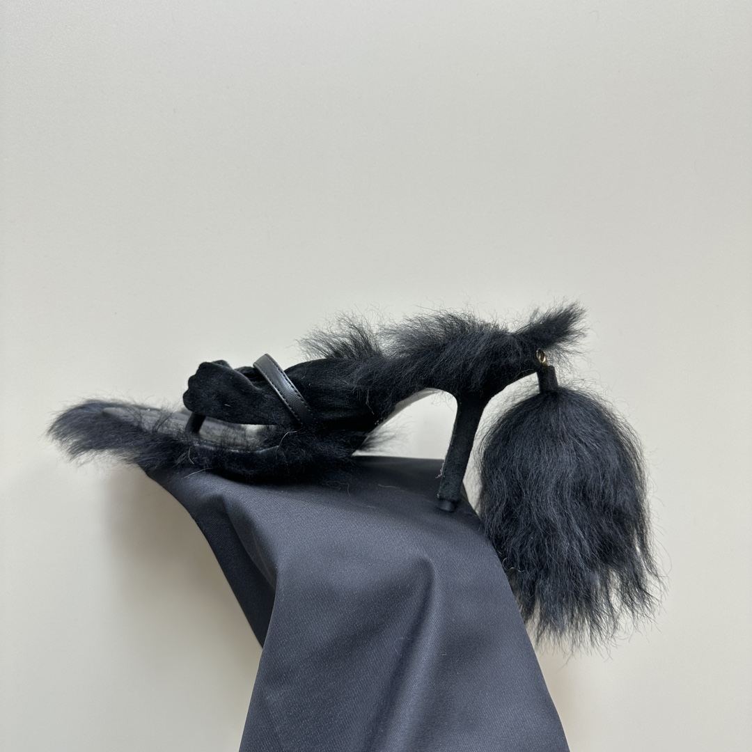 Burberry Shearling Step Post Sandals - DopestKickz