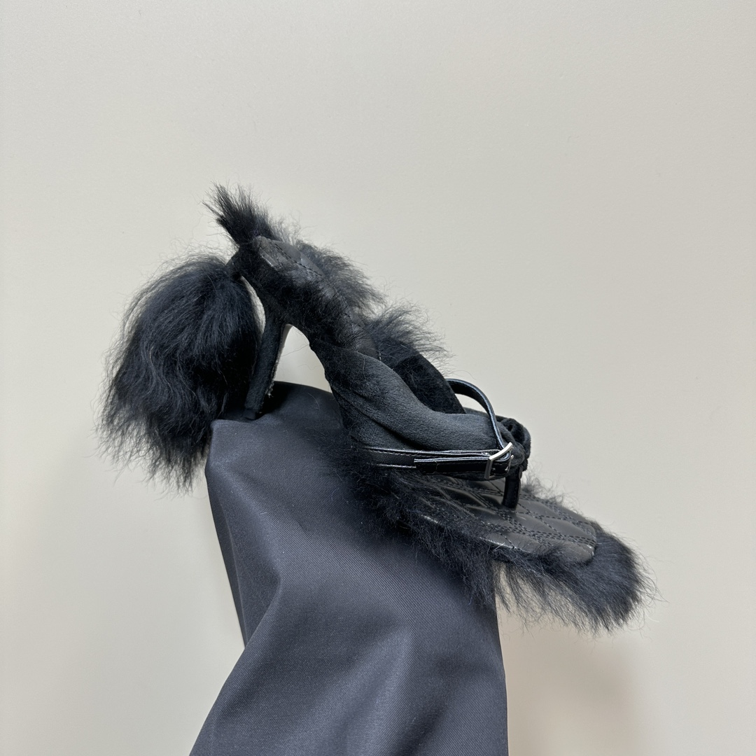 Burberry Shearling Step Post Sandals - DopestKickz