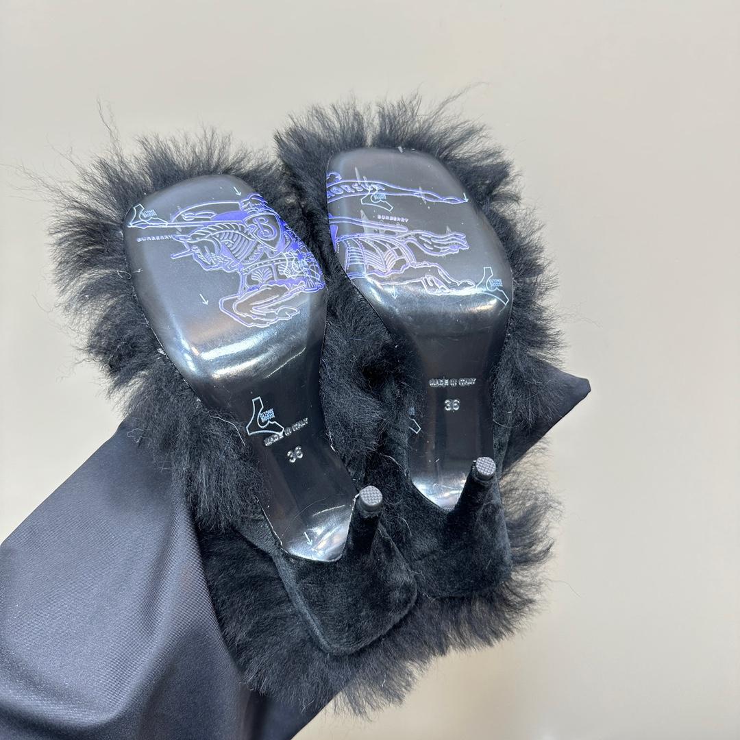 Burberry Shearling Step Post Sandals - DopestKickz