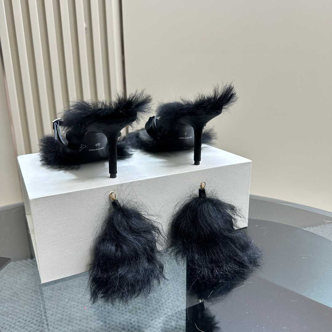 Burberry Shearling Step Post Sandals - DopestKickz