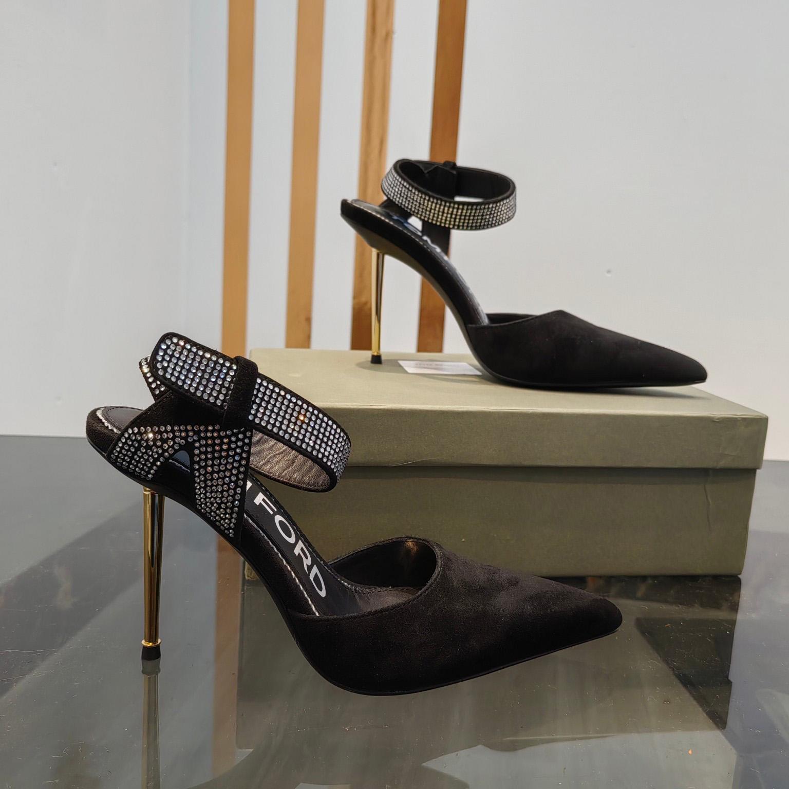 Tom Ford Asymmetric Crystal Ankle Strap Pumps - DopestKickz