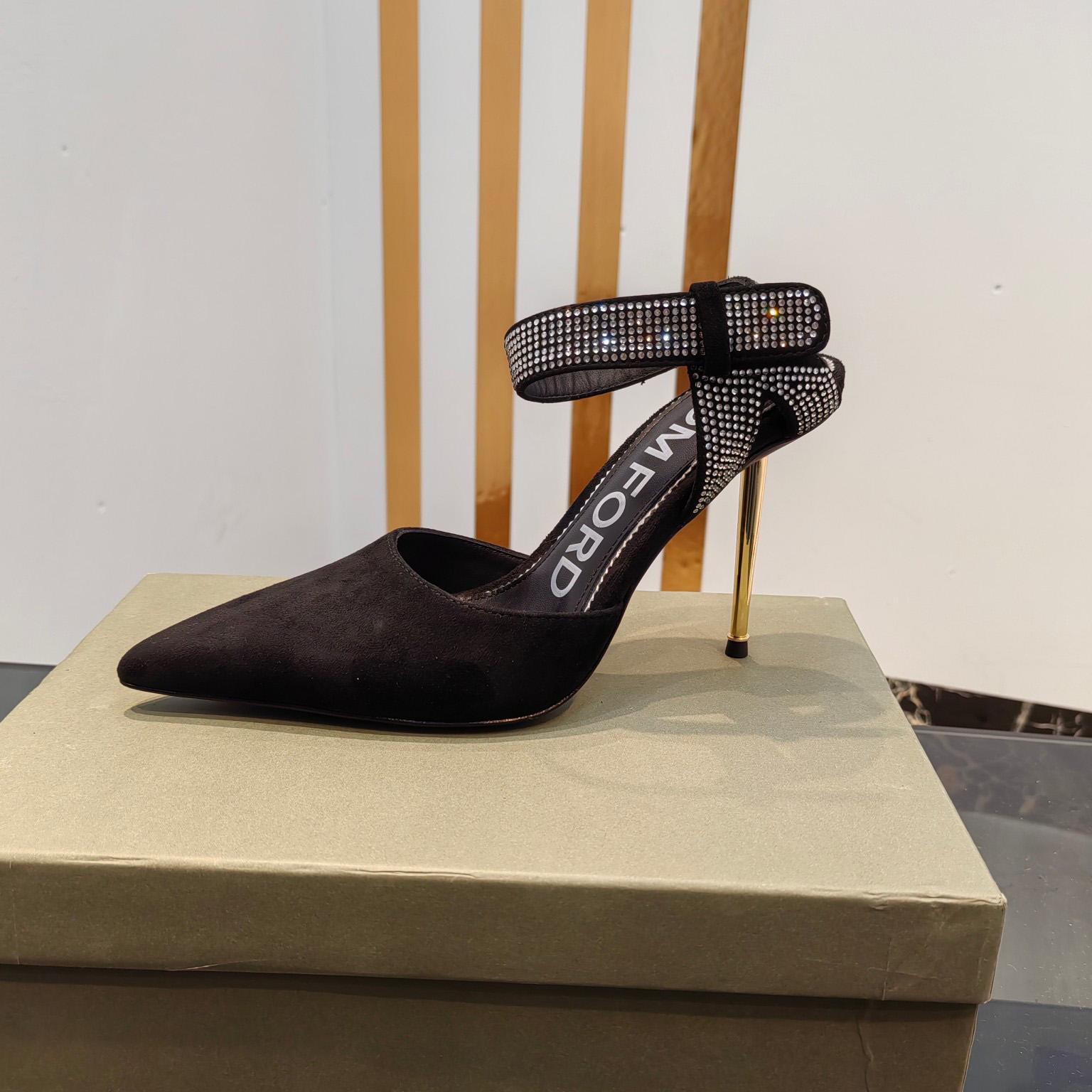 Tom Ford Asymmetric Crystal Ankle Strap Pumps - DopestKickz