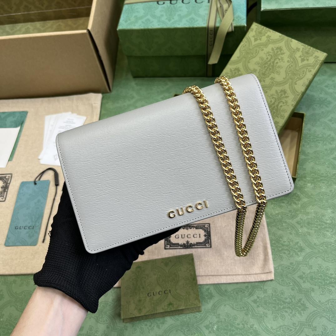 Gucci Chain Wallet With Gucci Script (12.5x 20x 4cm) - DopestKickz