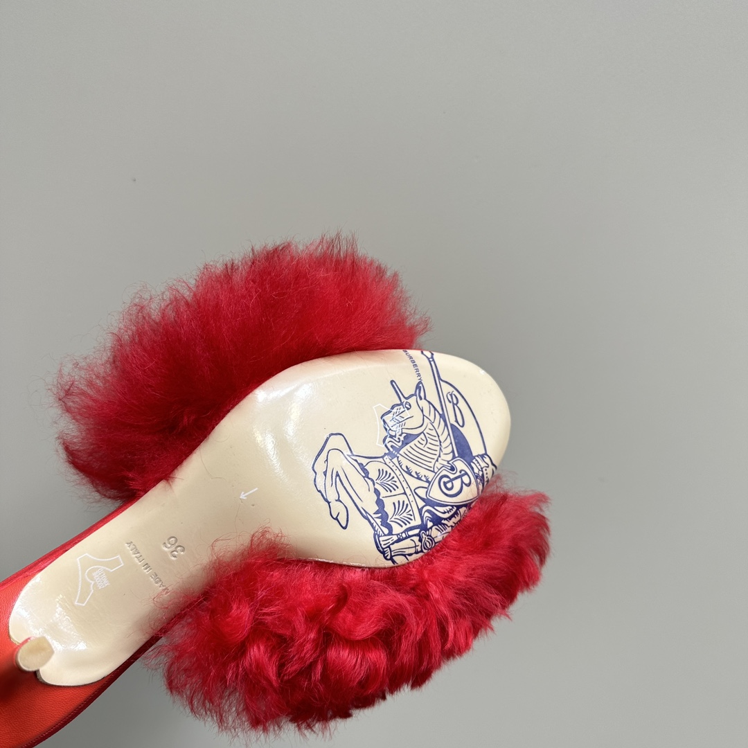 Burberry Shearling Minnie Mules - DopestKickz