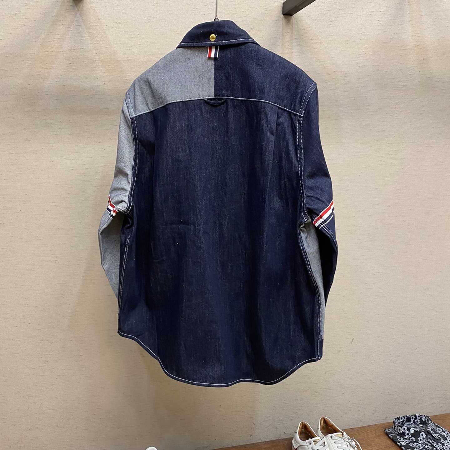 Thom Browne Selvedge Denim Armband Supersized Mini Shirtdress - DopestKickz