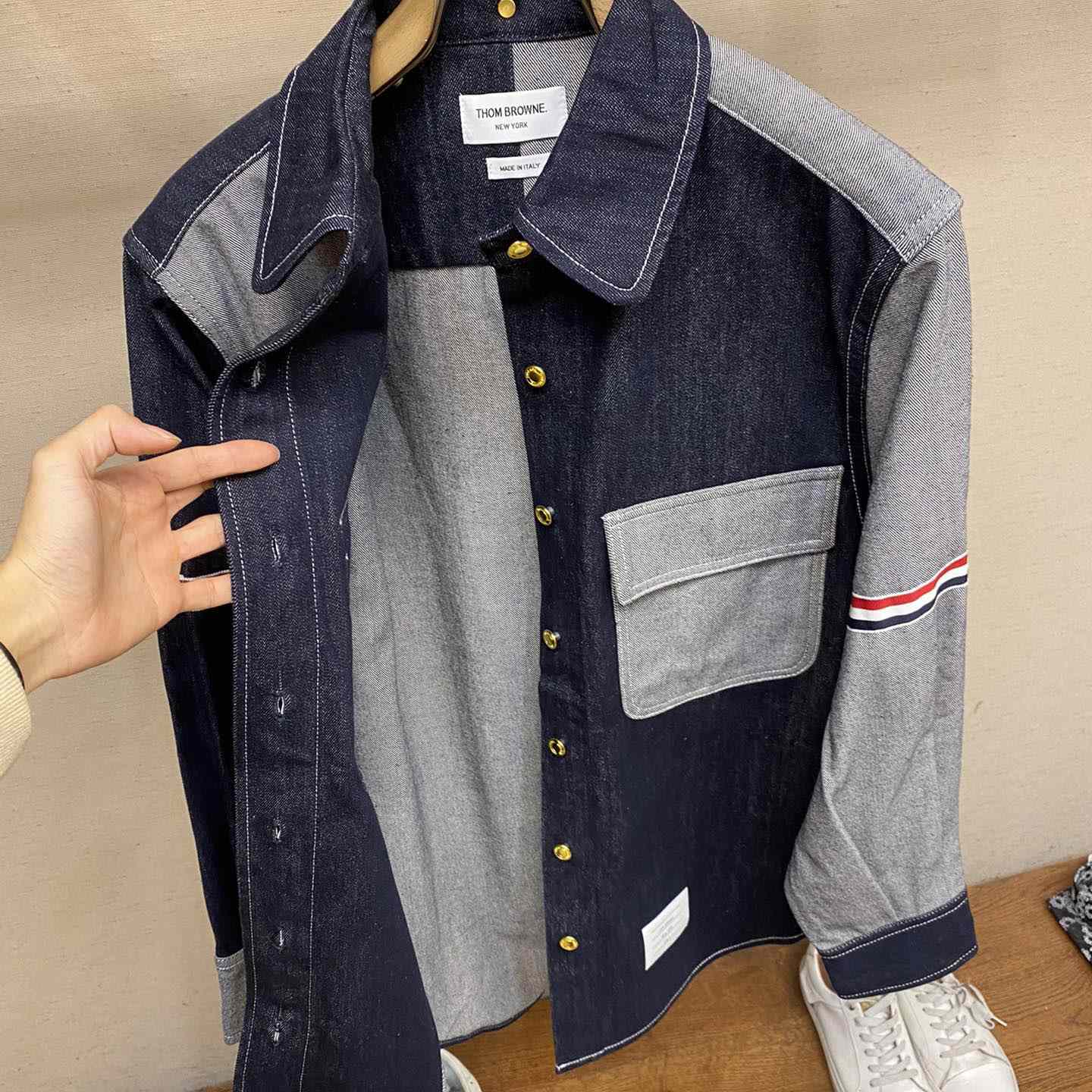 Thom Browne Selvedge Denim Armband Supersized Mini Shirtdress - DopestKickz