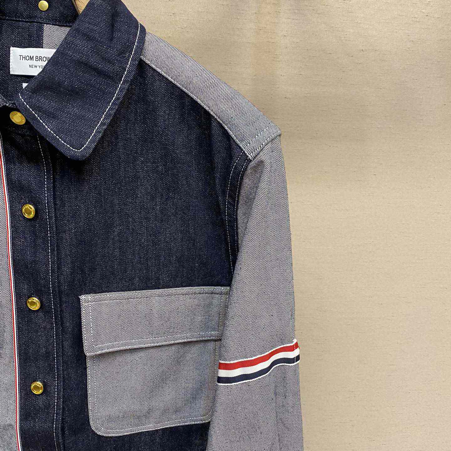 Thom Browne Selvedge Denim Armband Supersized Mini Shirtdress - DopestKickz