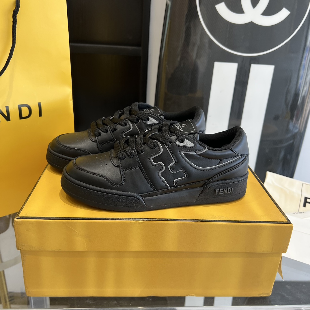 Fendi Fendi Match Black Leather Low-tops Sneakers - DopestKickz