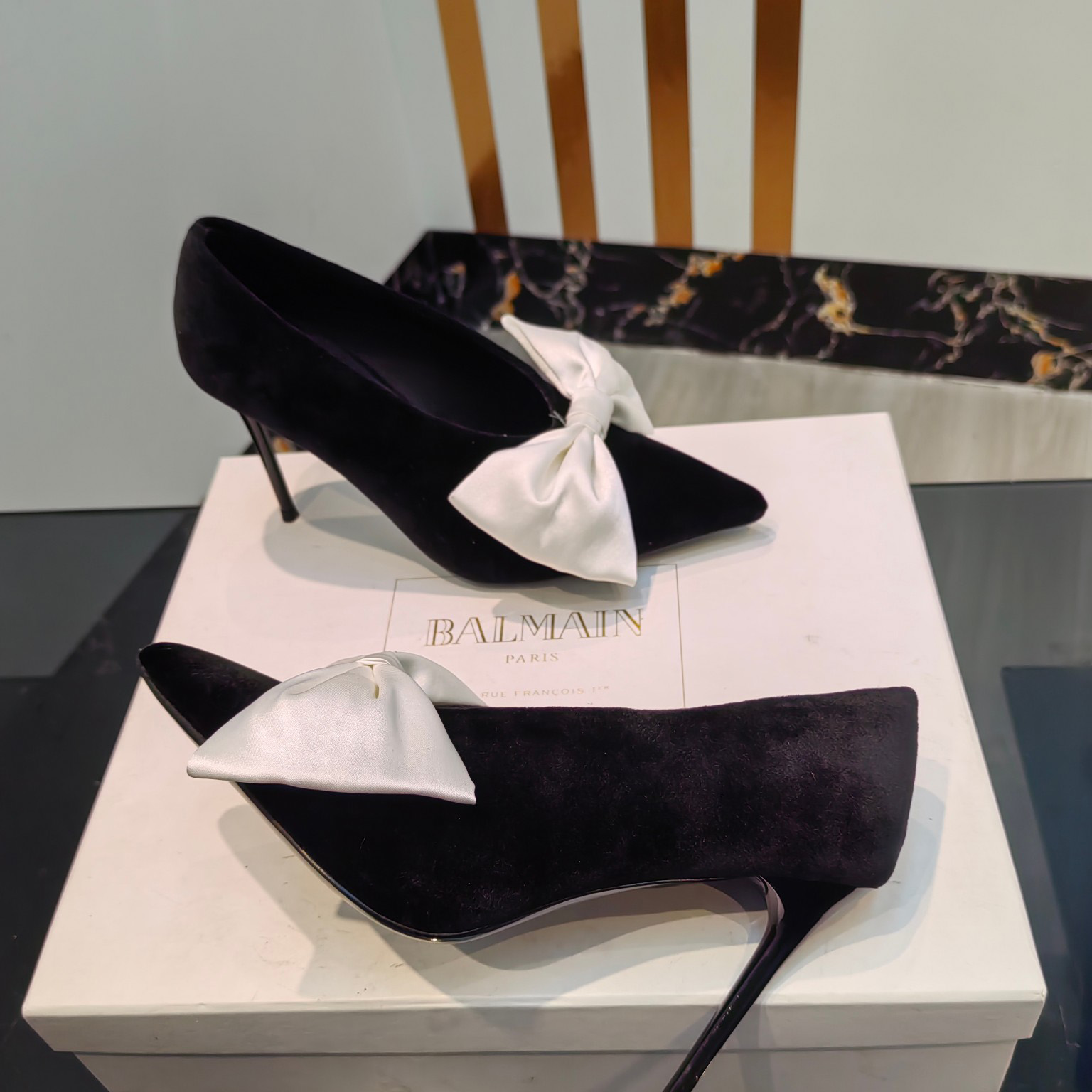 Balmain Velvet Clara Stilettos - DopestKickz