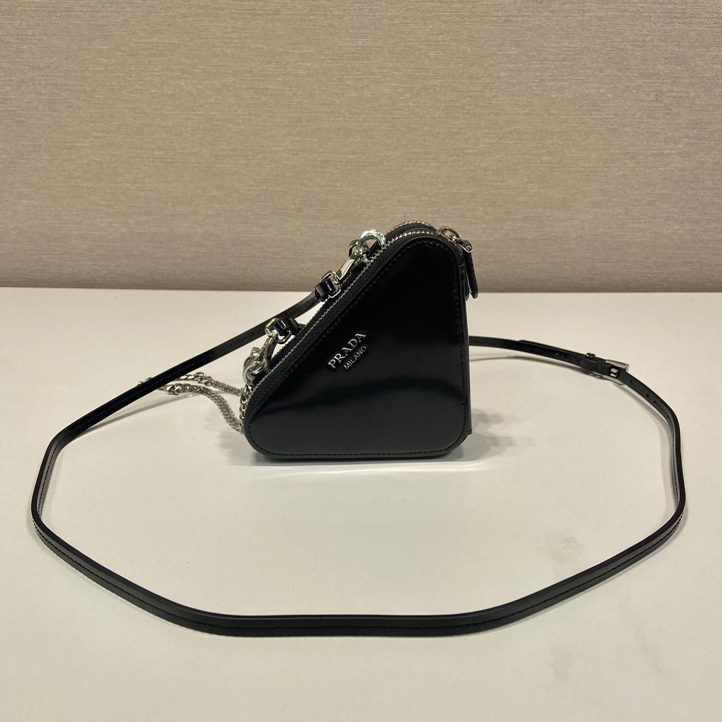 Prada Triangular Embellished Satin And Leather Mini-pouch - DopestKickz