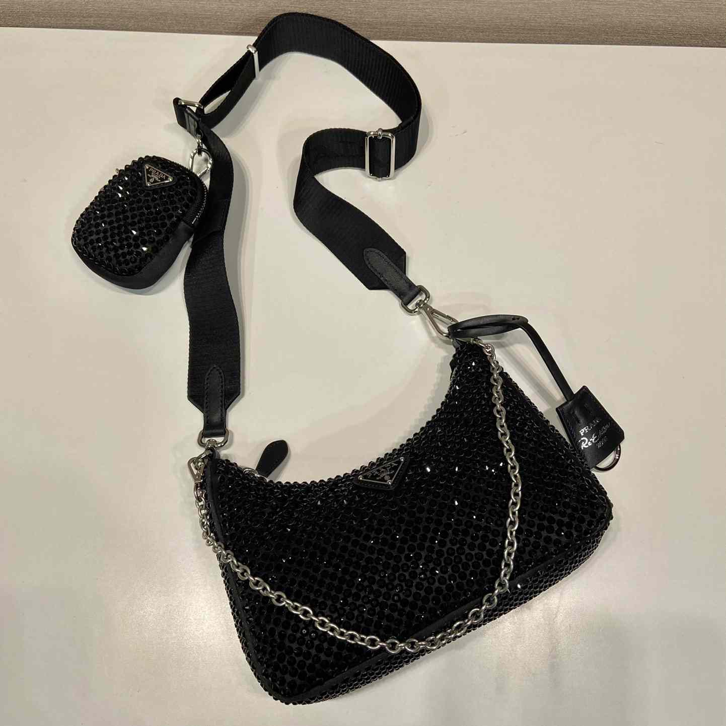 Prada Re-Edition 2005 Satin Bag With Crystals - DopestKickz