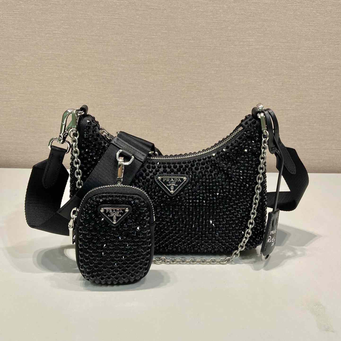 Prada Re-Edition 2005 Satin Bag With Crystals - DopestKickz