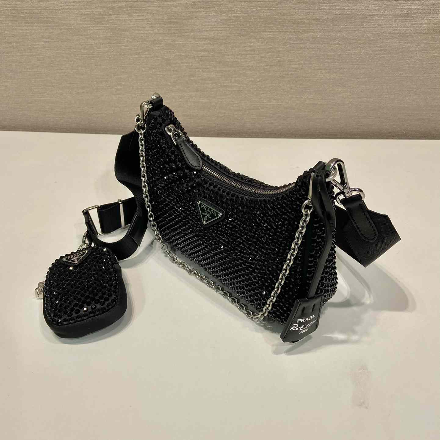 Prada Re-Edition 2005 Satin Bag With Crystals - DopestKickz