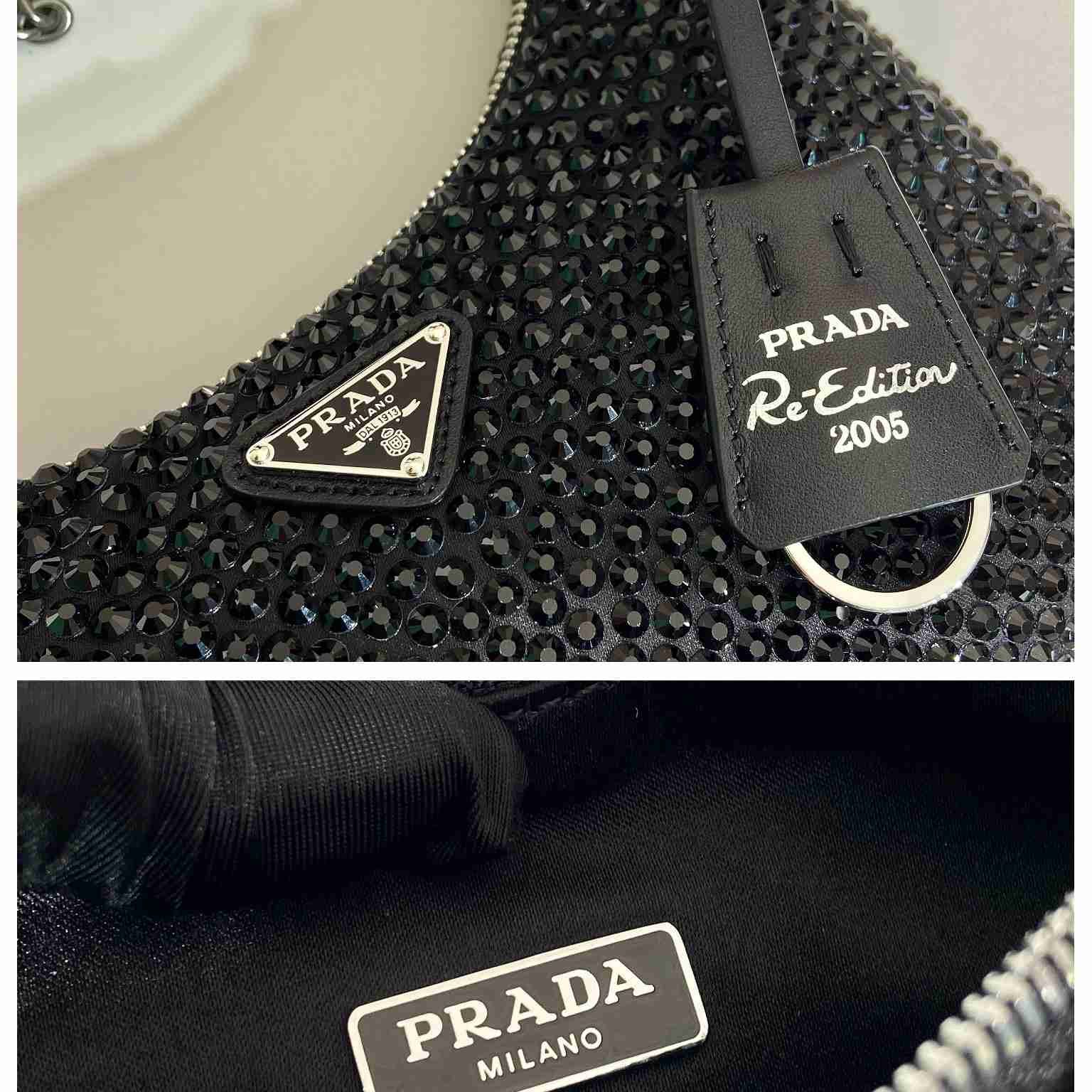 Prada Re-Edition 2005 Satin Bag With Crystals - DopestKickz