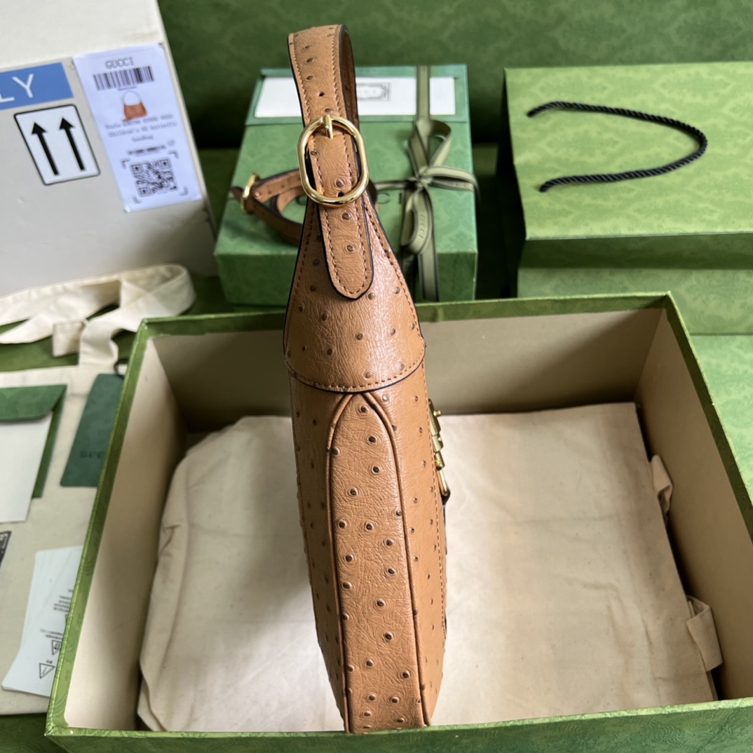 Gucci Jackie 1961 Ostrich Small Shoulder Bag(27.5*19*4cm) - DopestKickz