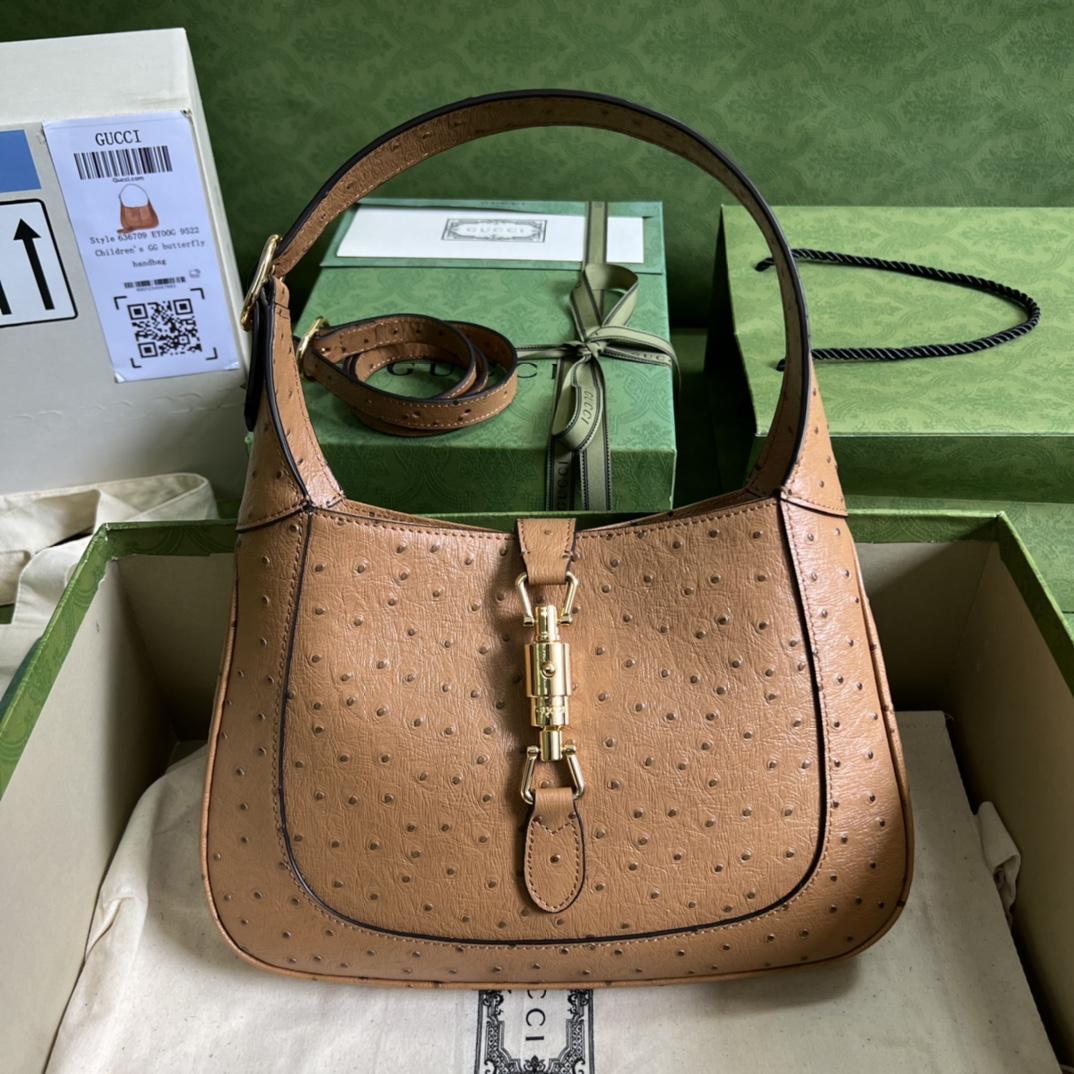 Gucci Jackie 1961 Ostrich Small Shoulder Bag(27.5*19*4cm) - DopestKickz