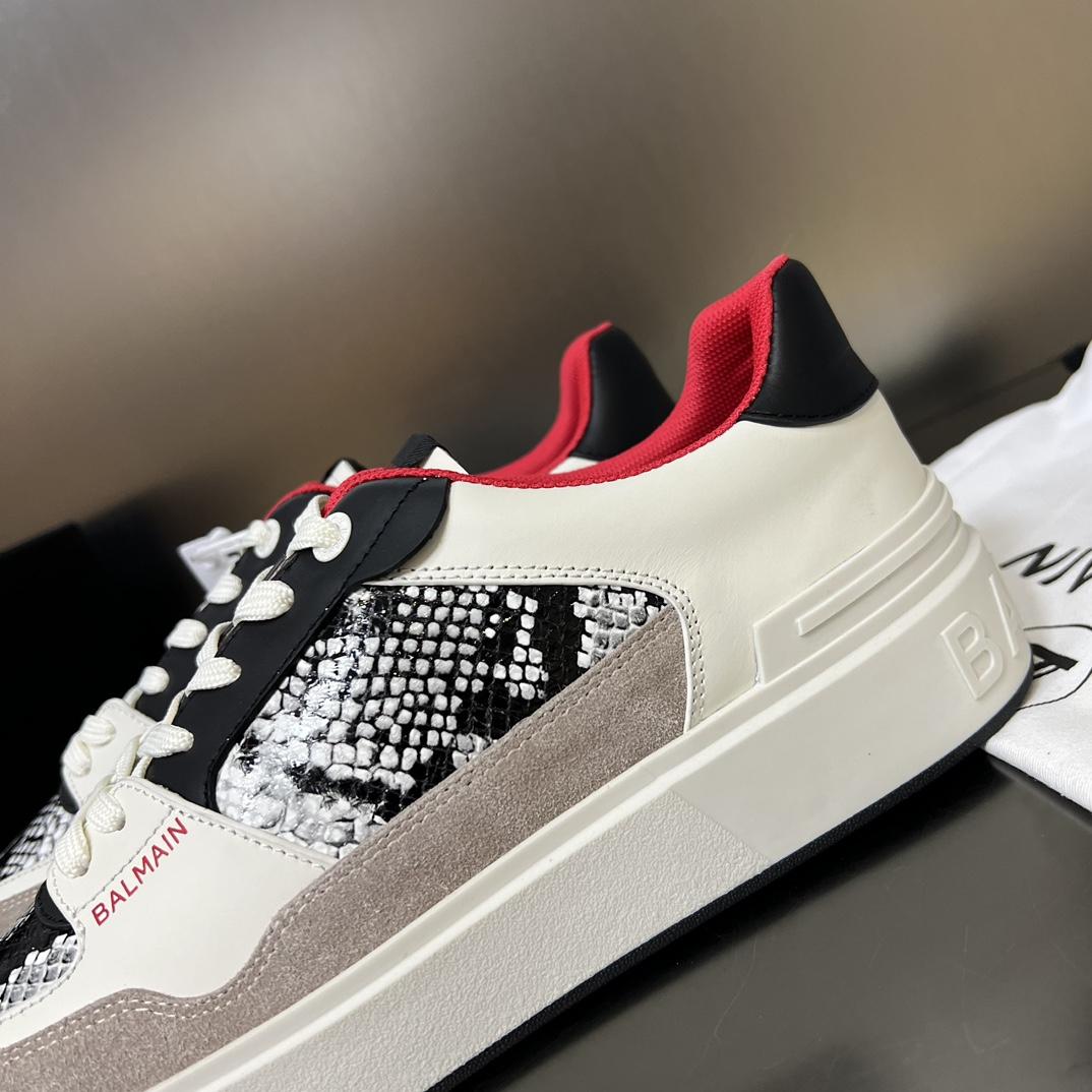 Balmain B-Court Flip Snakeskin-effect Leather And Suede Trainers - DopestKickz
