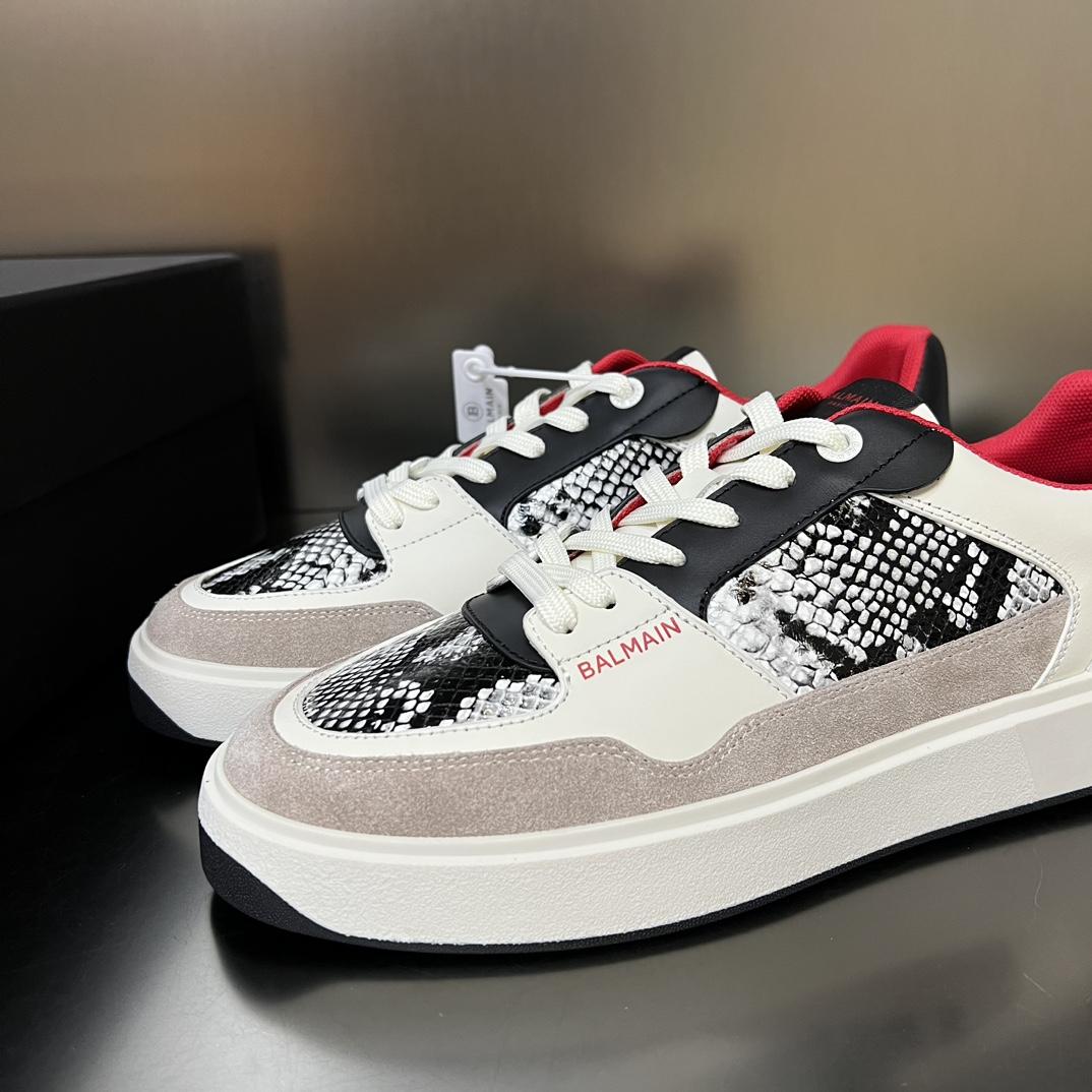 Balmain B-Court Flip Snakeskin-effect Leather And Suede Trainers - DopestKickz