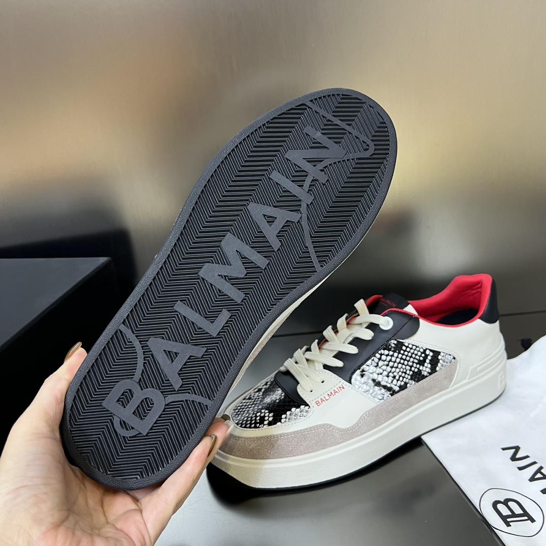 Balmain B-Court Flip Snakeskin-effect Leather And Suede Trainers - DopestKickz