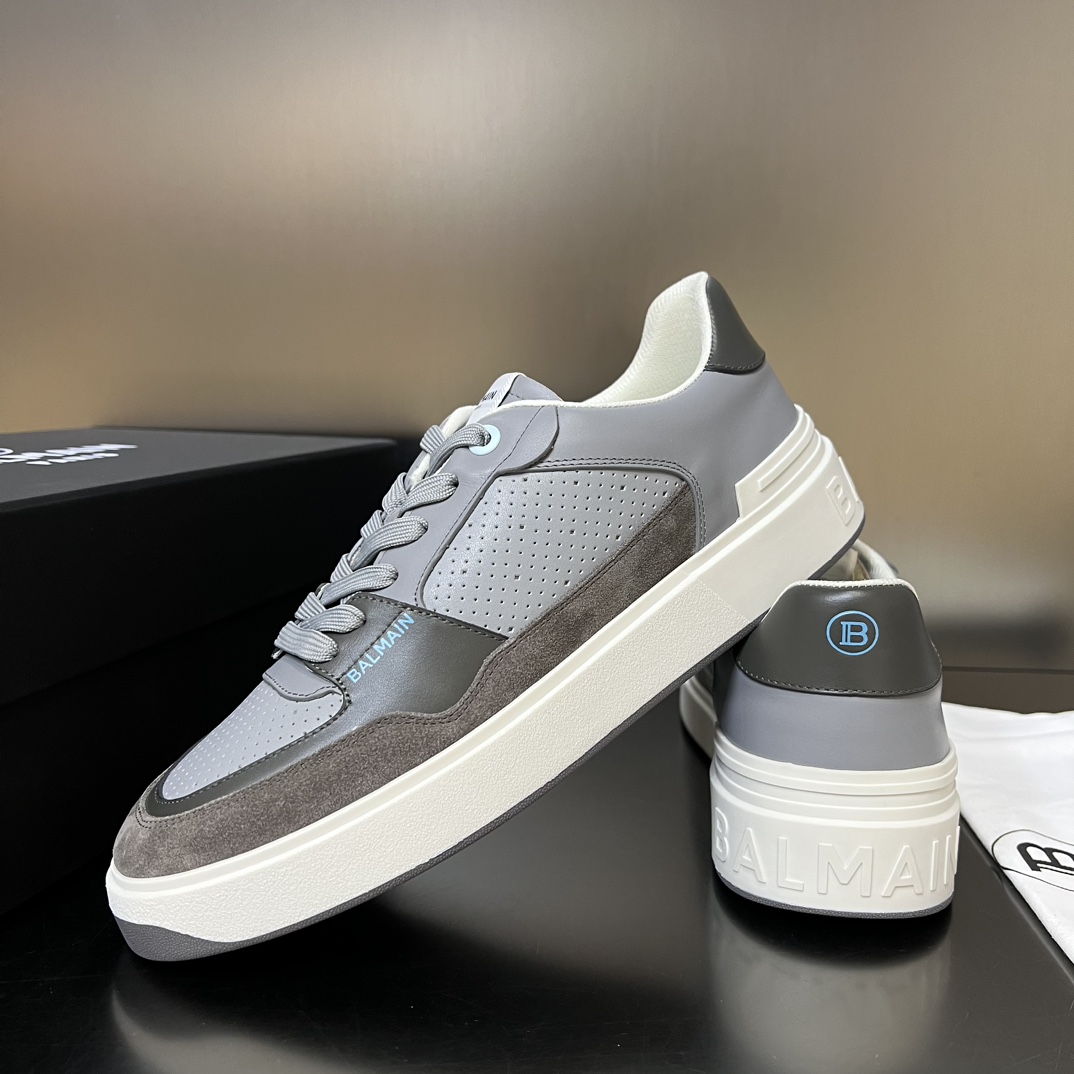 Balmain B-Court Flip Perforated Leather Trainers - DopestKickz