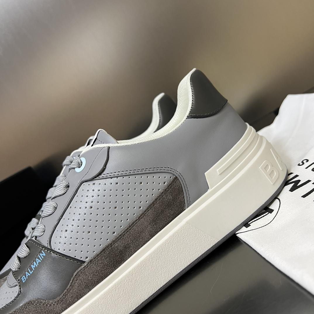 Balmain B-Court Flip Perforated Leather Trainers - DopestKickz