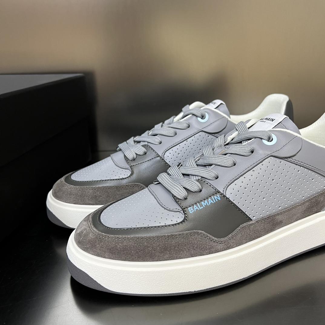 Balmain B-Court Flip Perforated Leather Trainers - DopestKickz