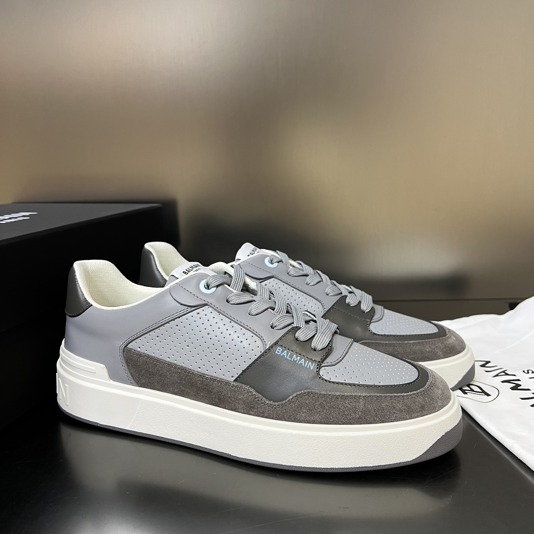 Balmain B-Court Flip Perforated Leather Trainers - DopestKickz