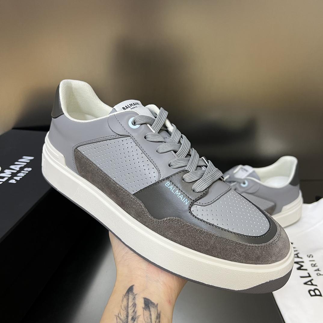 Balmain B-Court Flip Perforated Leather Trainers - DopestKickz