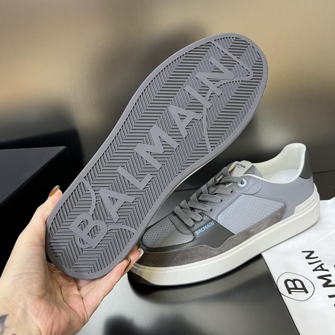 Balmain B-Court Flip Perforated Leather Trainers - DopestKickz