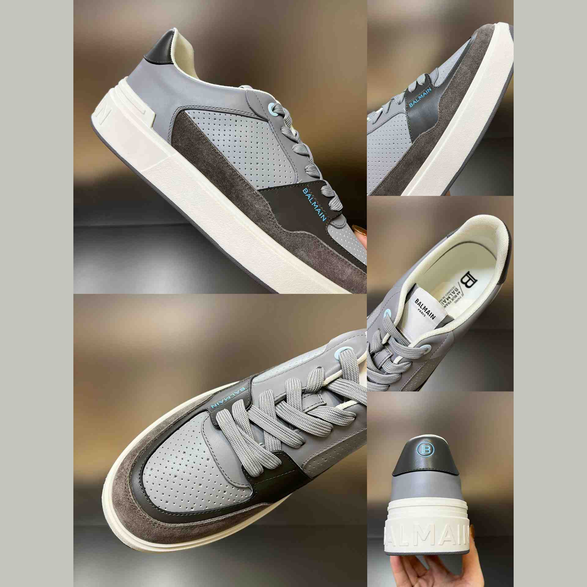 Balmain B-Court Flip Perforated Leather Trainers - DopestKickz