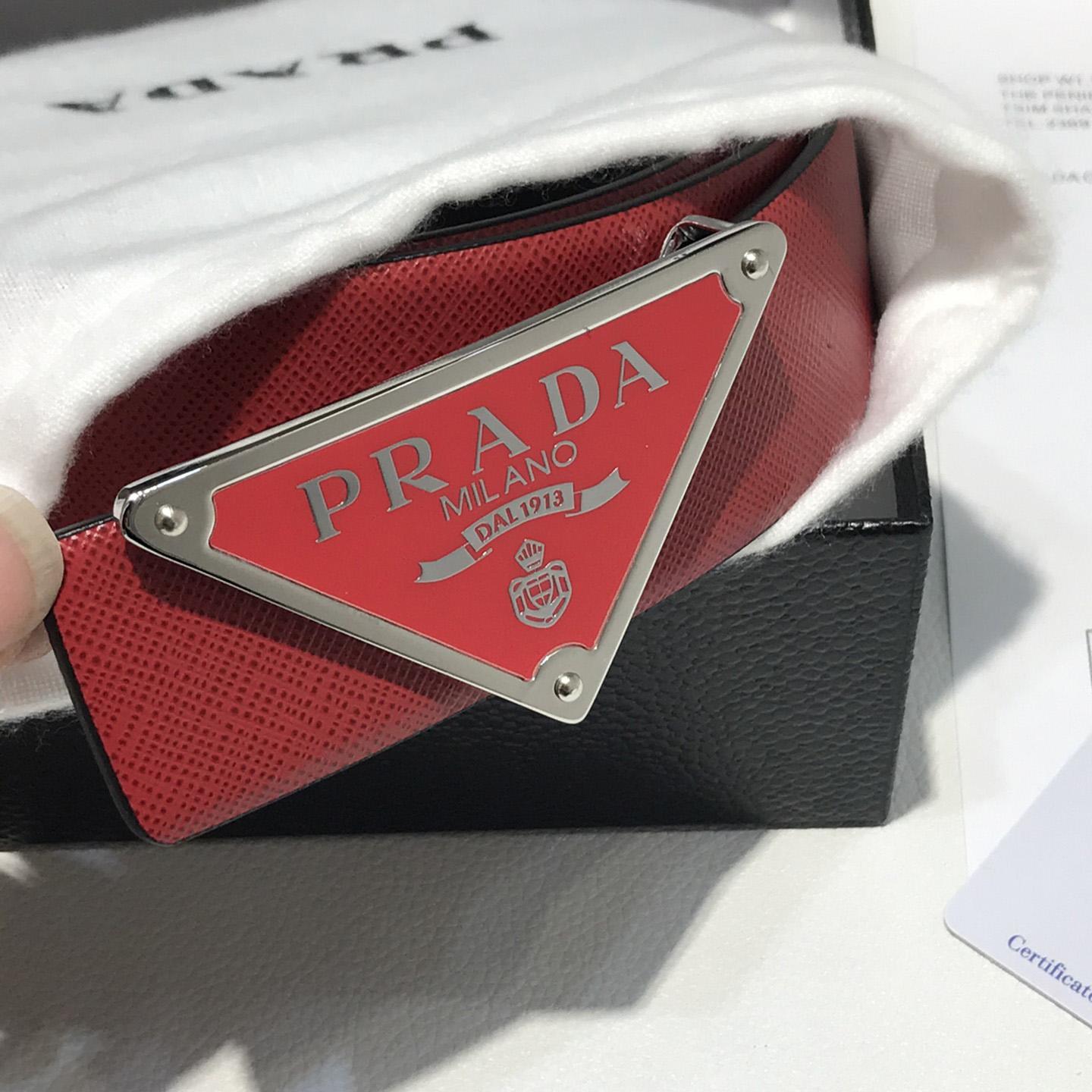 Prada Reversible Saffiano Leather Belt Strap - DopestKickz