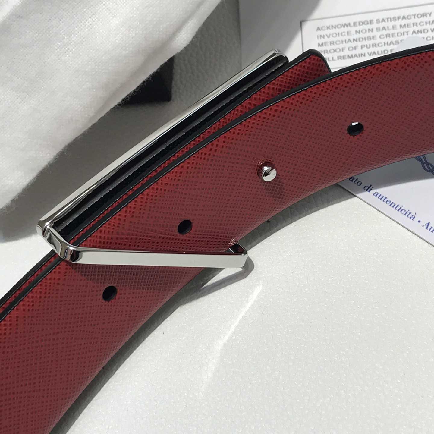 Prada Reversible Saffiano Leather Belt Strap - DopestKickz