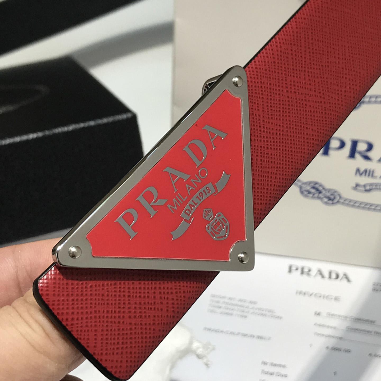 Prada Reversible Saffiano Leather Belt Strap - DopestKickz