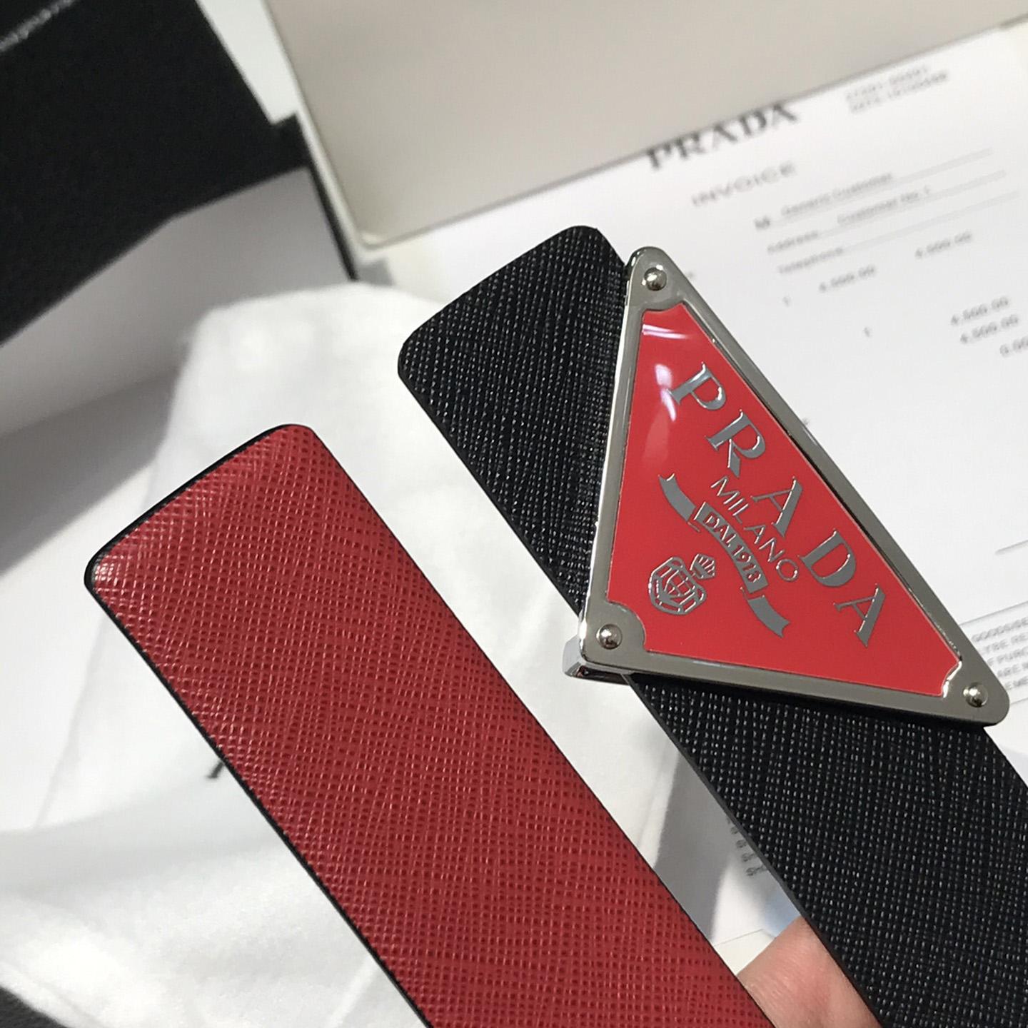 Prada Reversible Saffiano Leather Belt Strap - DopestKickz