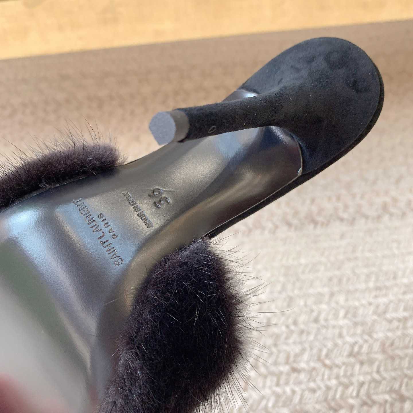 Saint Laurent LA 16 Mules In Animal-Free Fur And Suede  - DopestKickz