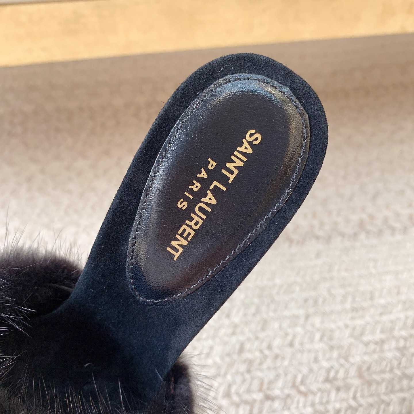 Saint Laurent LA 16 Mules In Animal-Free Fur And Suede  - DopestKickz