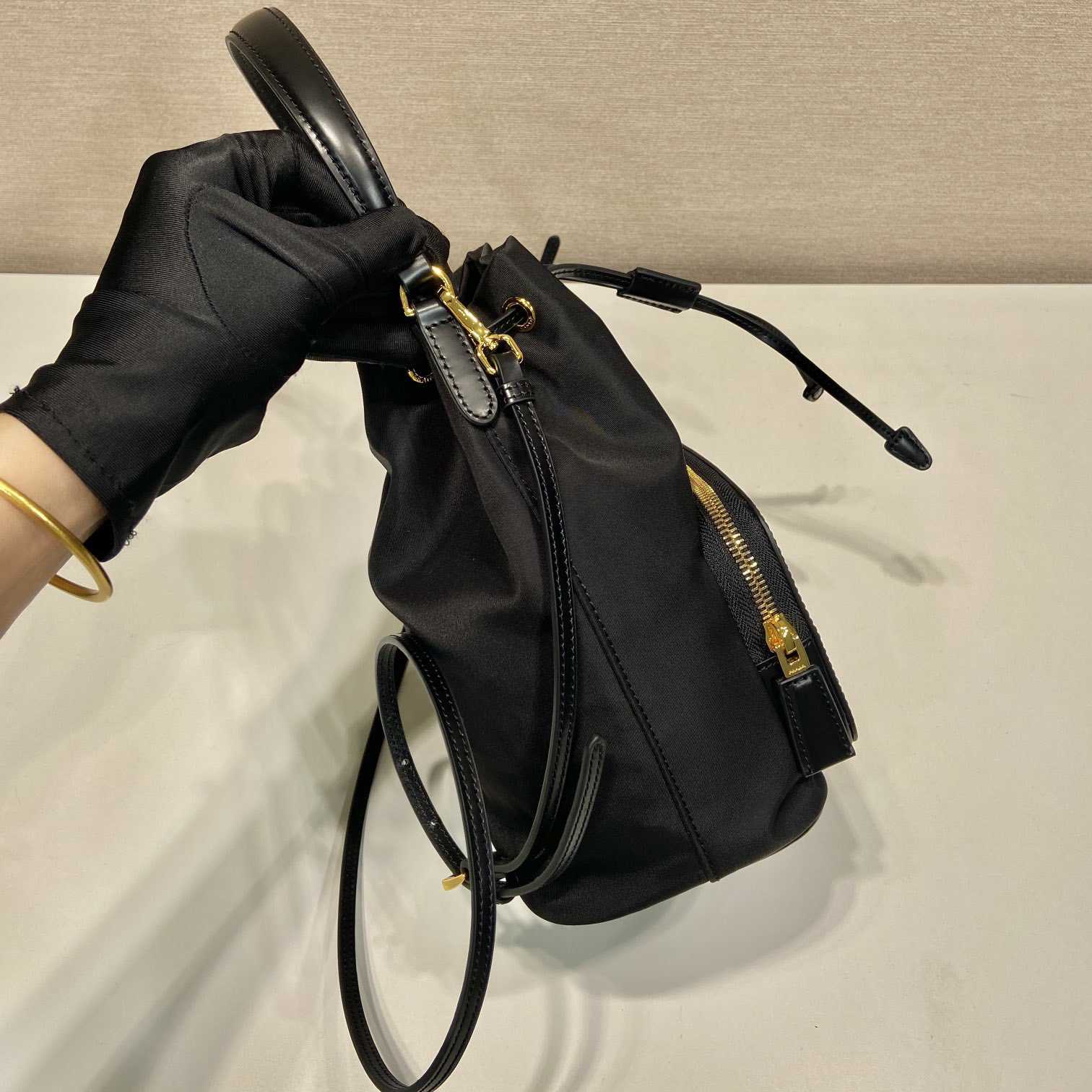 Prada Duet Re-Nylon And Brushed Bucket Bag - DopestKickz