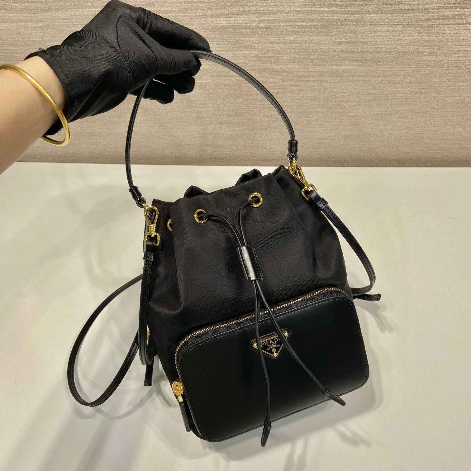 Prada Duet Re-Nylon And Brushed Bucket Bag - DopestKickz