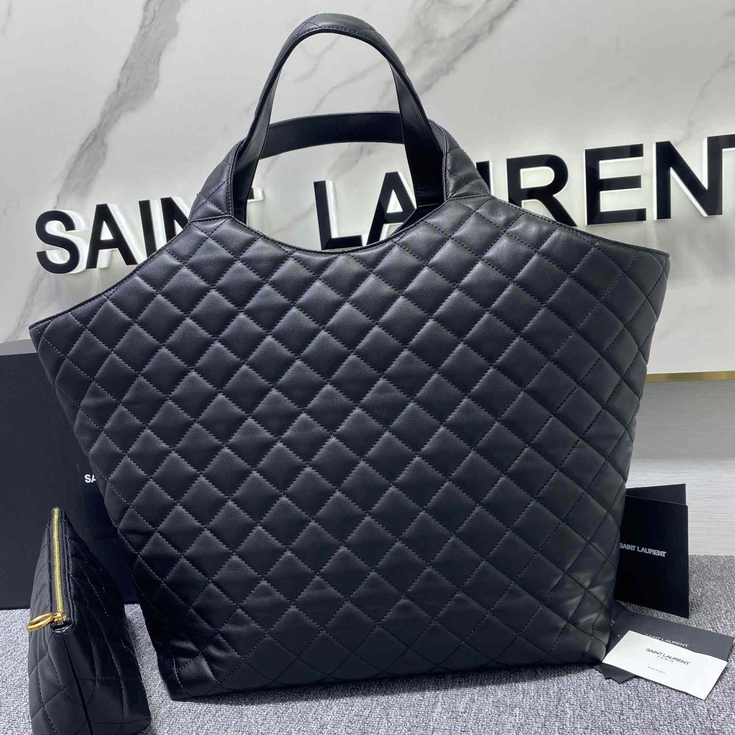 Saint Laurent Icare Maxi Shopping Bag In Quilted Lambskin - DopestKickz